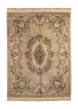 33273 Oriental Rug Chinese Handmade Area Transitional 8'2'' x 11'5'' -8x11- Whites Beige Pink Green Carved Floral Design