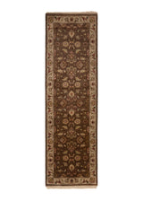 33285 Oriental Rug Indian Handmade Runner Transitional 2'7'' x 8'6'' -3x9- Brown Floral Design