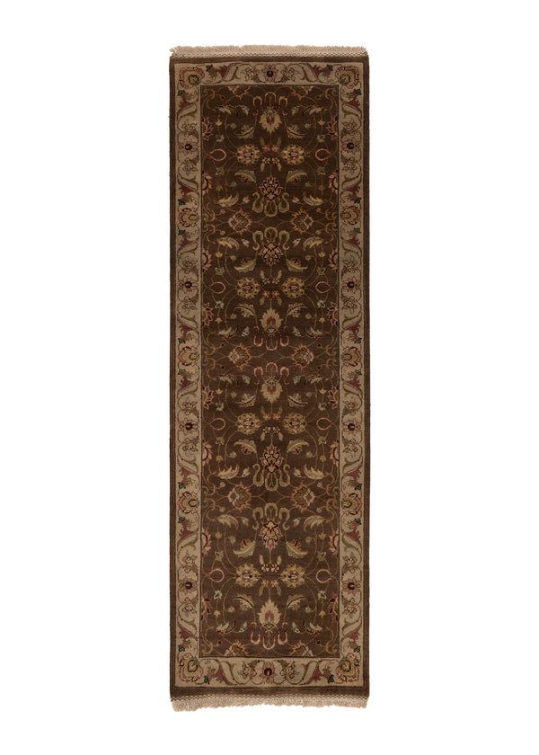 33286 Oriental Rug Indian Handmade Runner Transitional 2'7'' x 8'6'' -3x9- Brown Floral Design