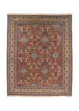33293 Persian Rug Tabriz Handmade Area Traditional 9'9'' x 12'0'' -10x12- Red Whites Beige Geometric Design