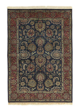 33304 Oriental Rug Indian Handmade Area Transitional 4'1'' x 5'10'' -4x6- Blue Red Floral Design