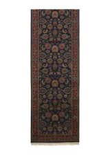 33312 Oriental Rug Indian Handmade Runner Traditional 2'8'' x 9'1'' -3x9- Blue Red Floral Design