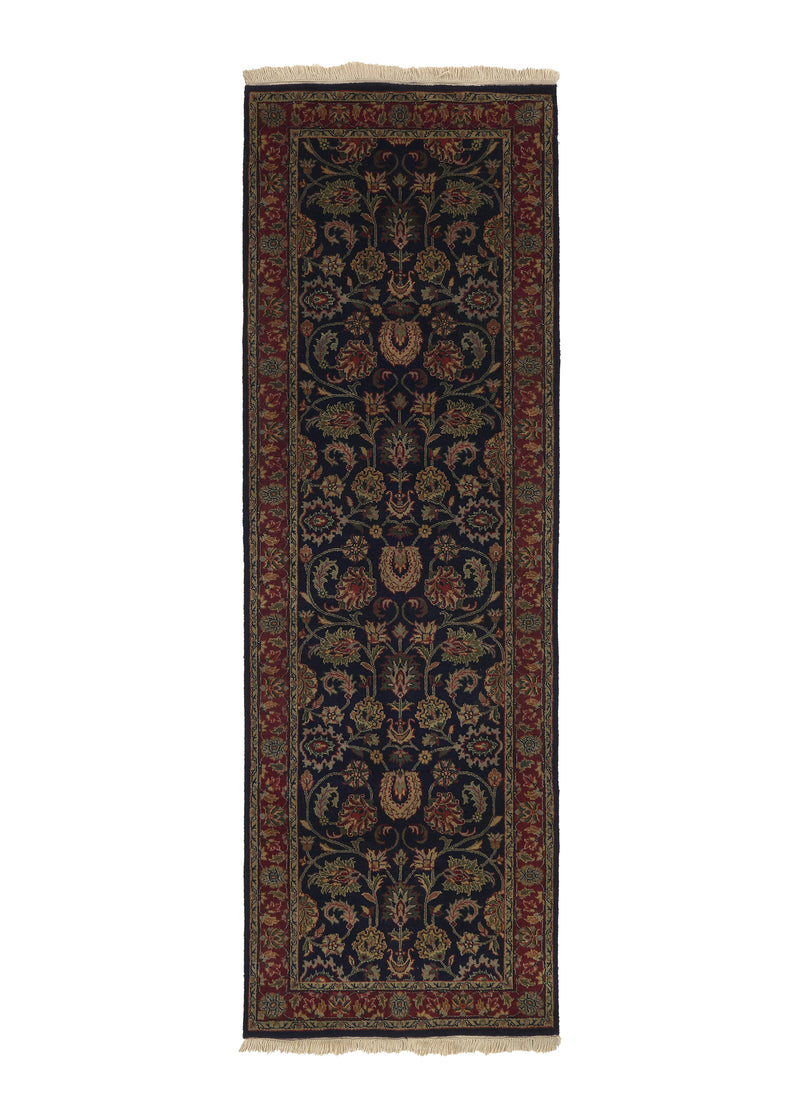 33316 Oriental Rug Indian Handmade Runner Traditional 2'6'' x 7'1'' -3x7- Blue Floral Design