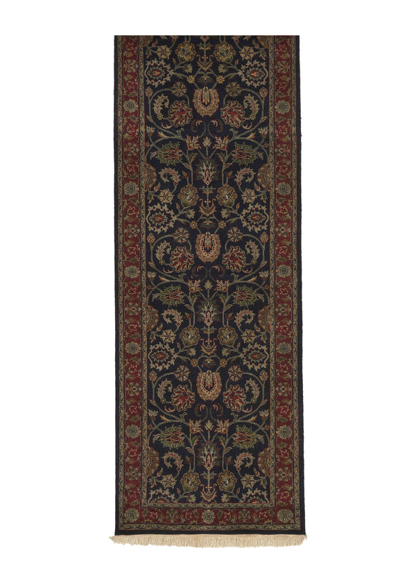 33327 Oriental Rug Indian Handmade Runner Traditional 2'6'' x 25'5'' -3x25- Blue Floral Design