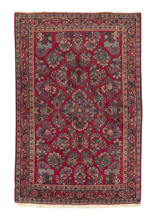 33344 Persian Rug Sarouk Handmade Area Traditional 3'2'' x 4'8'' -3x5- Red Floral Design