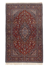 33346 Persian Rug Kashan Handmade Area Traditional 4'9'' x 7'4'' -5x7- Red Blue Toranj Mehrab Design