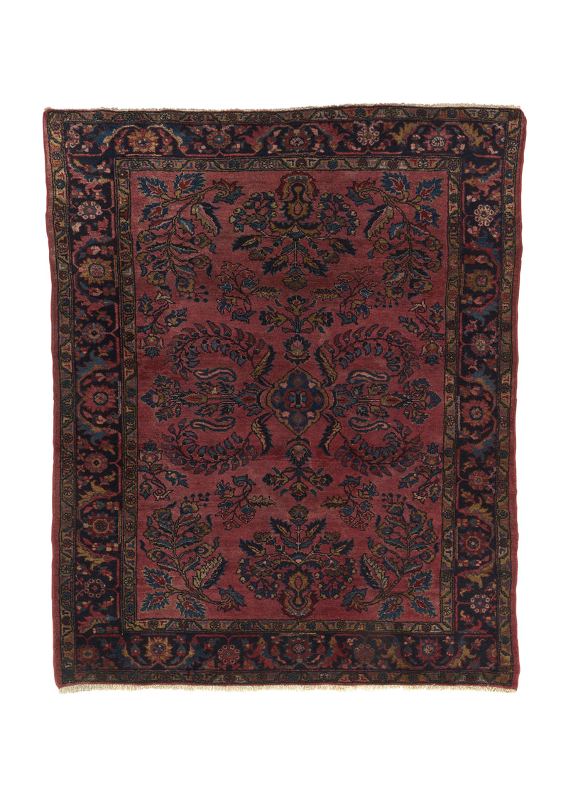 33396 Persian Rug Lilihan Handmade Area Antique Traditional 5'0'' x 6'3'' -5x6- Red Floral Design
