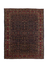 33427 Persian Rug Bijar Handmade Area Antique Traditional 10'3'' x 13'2'' -10x13- Red Blue Floral Design