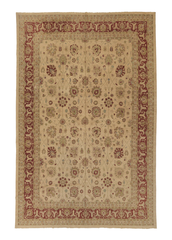 33442 Oriental Rug Pakistani Handmade Area Transitional 12'11'' x 20'0'' -13x20- Whites Beige Red Oushak Floral Design