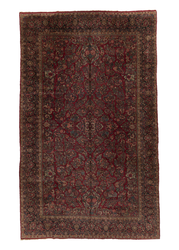 33477 Persian Rug Sarouk Handmade Area Traditional Vintage 11'6'' x 19'2'' -12x19- Red Floral Design