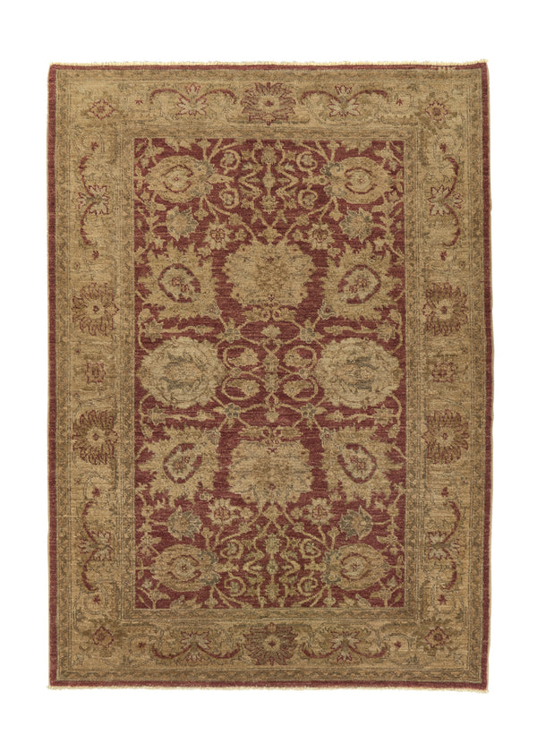 33524 Oriental Rug Pakistani Handmade Area Transitional 4'2'' x 6'0'' -4x6- Yellow Gold Red Floral Design