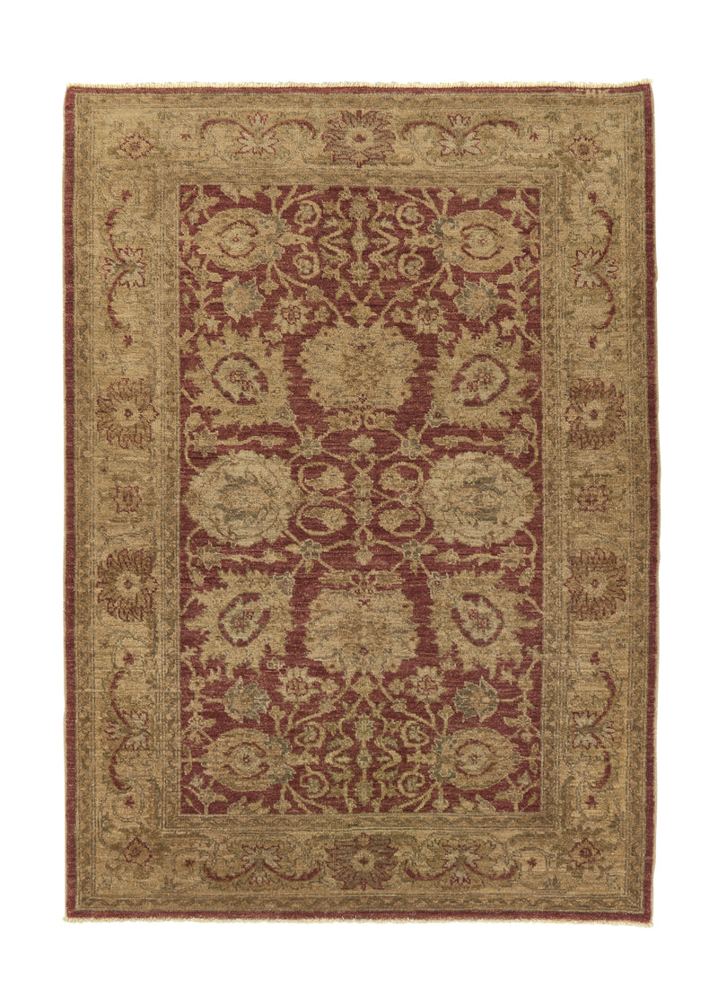 33524 Oriental Rug Pakistani Handmade Area Transitional 4'2'' x 6'0'' -4x6- Yellow Gold Red Floral Design