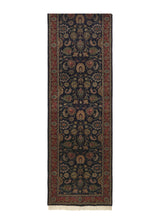 33529 Oriental Rug Indian Handmade Runner Traditional 2'7'' x 30'1'' -3x30- Blue Red Floral Design