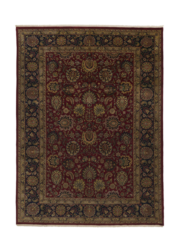 33544 Oriental Rug Indian Handmade Area Traditional 9'10'' x 13'7'' -10x14- Red Blue Floral Design