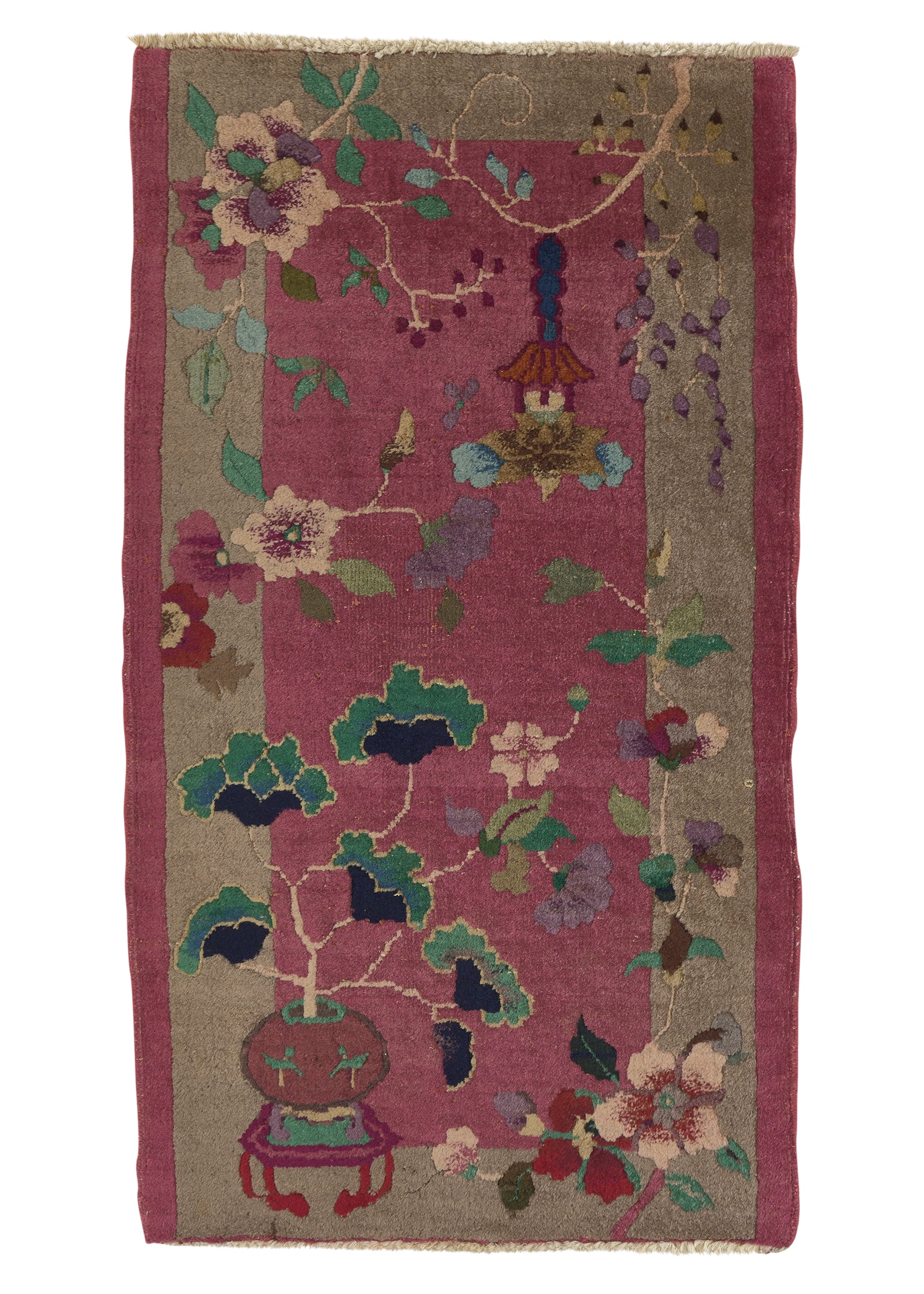 Oriental Rug Chinese Handmade Area Traditional Antique 2'1