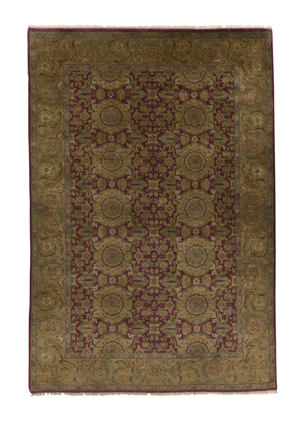 33566 Oriental Rug Indian Handmade Area Transitional 6'0'' x 9'0'' -6x9- Red Yellow Gold Jaipur Floral Design