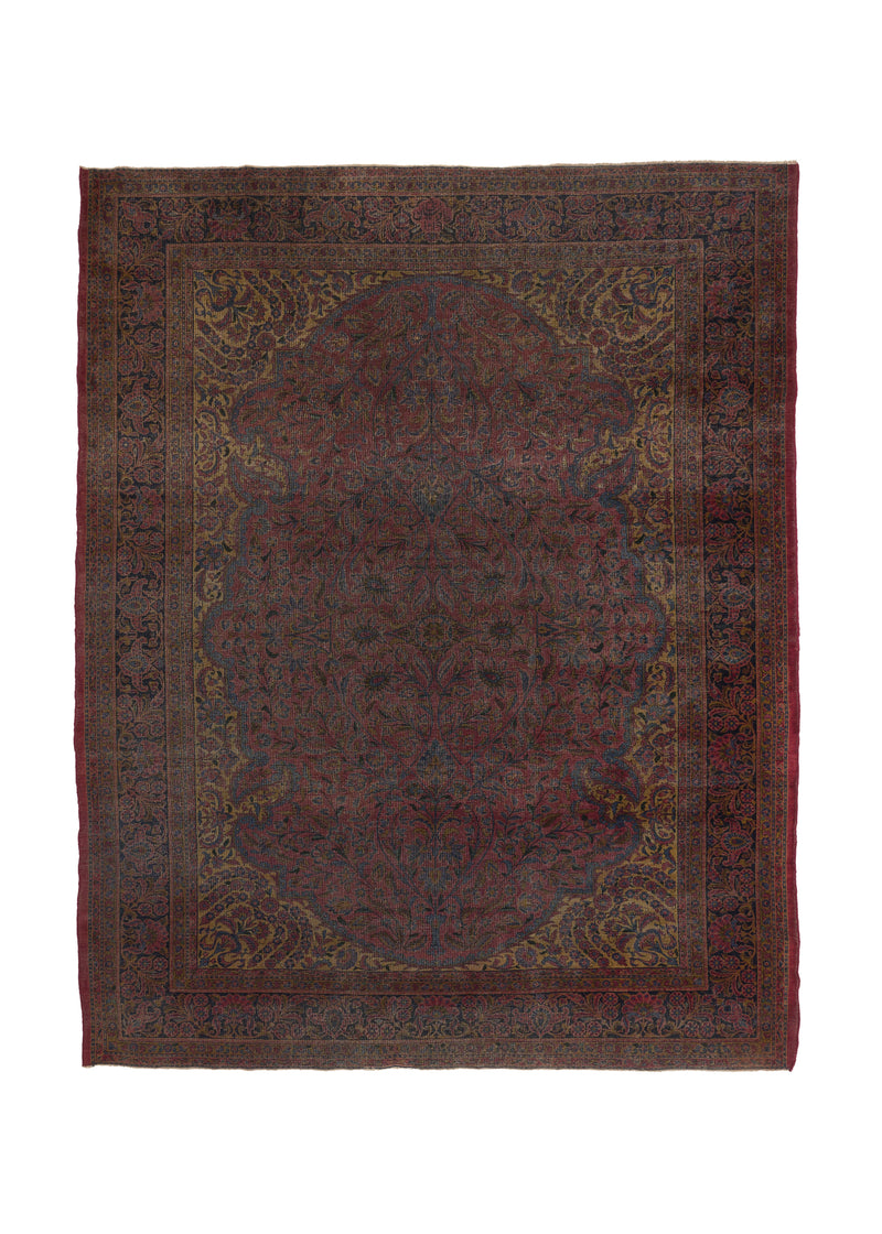 33568 Persian Rug Kashan Handmade Area Antique Traditional 8'10'' x 11'6'' -9x12- Red Floral Design
