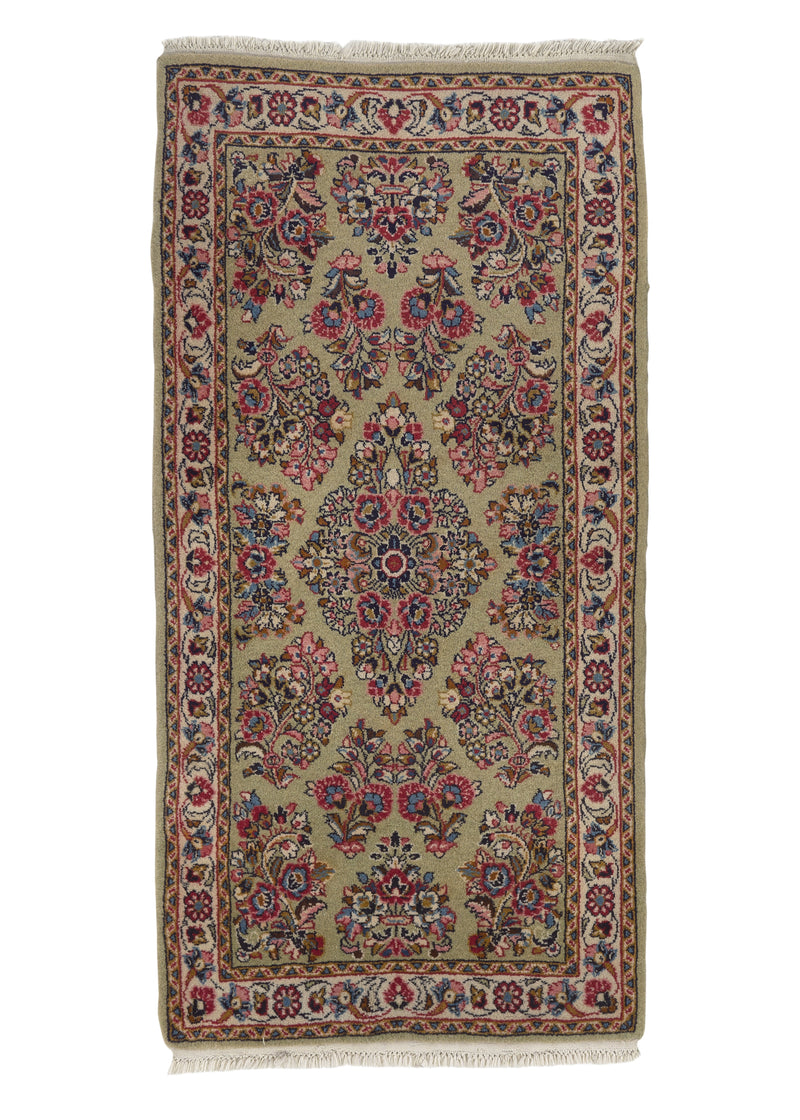 33605 Persian Rug Sarouk Handmade Area Runner Traditional 2'3'' x 4'9'' -2x5- Yellow Gold Pink Floral Design