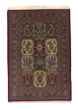 33619 Persian Rug Qum Handmade Area Traditional Traditional 3'7'' x 5'1'' -4x5- Multi-color Red Garden Animals Paisley Boteh Design