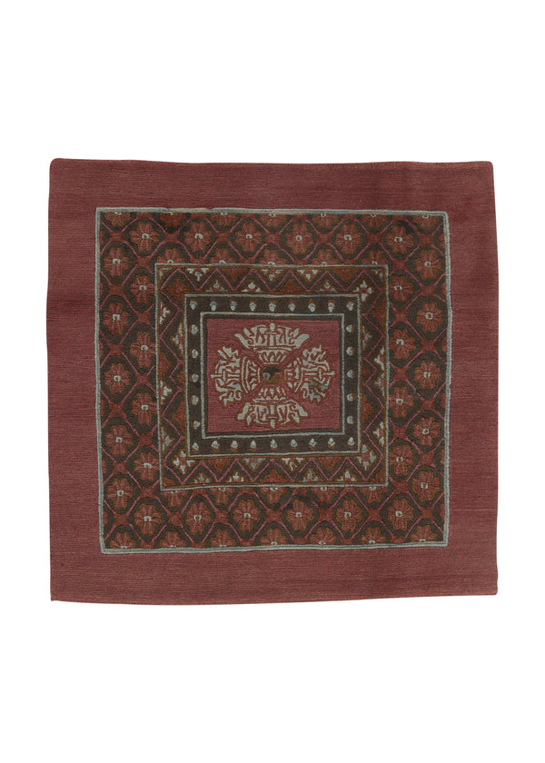 33638 Oriental Rug Tibetan Handmade Square Tribal 3'0'' x 3'0'' -3x3- Red Geometric Design
