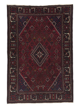 33645 Persian Rug Meymeh Handmade Area Tribal Traditional 6'11'' x 10'5'' -7x10- Red Geometric Design