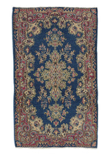 33664 Persian Rug Kerman Handmade Area Traditional 1'9'' x 2'5'' -2x2- Blue Pink Floral Design