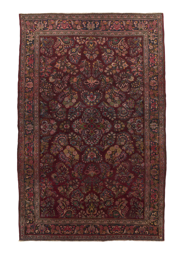 33691 Persian Rug Sarouk Handmade Area Traditional Vintage 4'1'' x 6'3'' -4x6- Red Floral Design