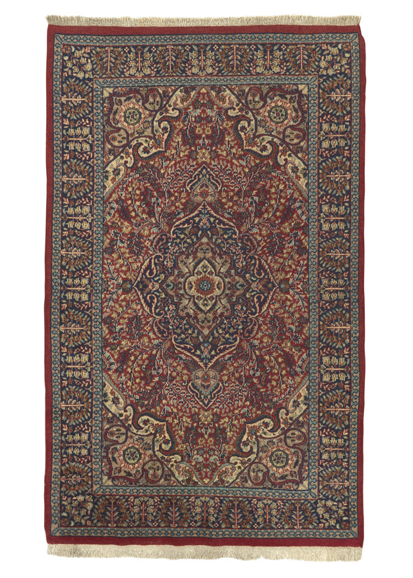 33708 Oriental Rug Pakistani Handmade Area Traditional 4'0'' x 6'5'' -4x6- Red Blue Floral Design