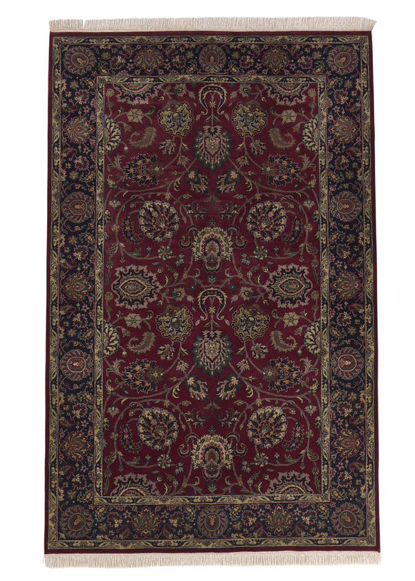33712 Oriental Rug Indian Handmade Area Transitional 5'1'' x 8'1'' -5x8- Red Floral Design