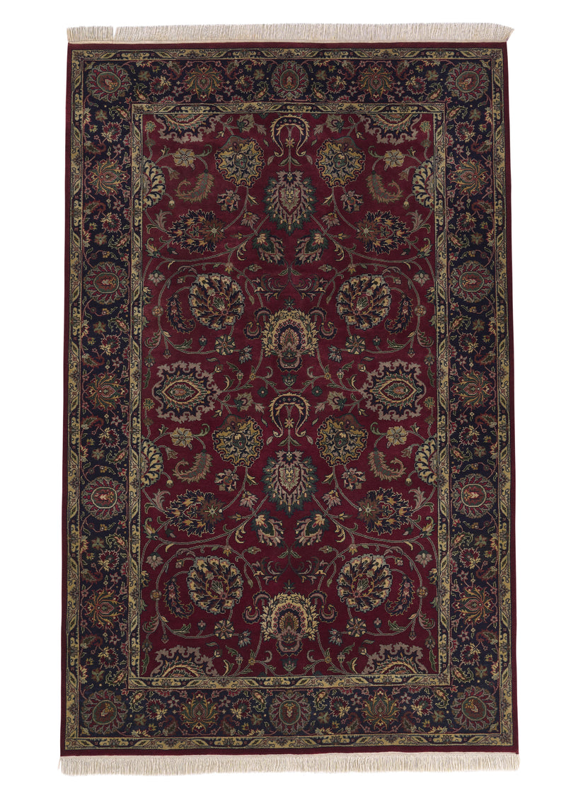 33712 Oriental Rug Indian Handmade Area Transitional 5'1'' x 8'1'' -5x8- Red Floral Design