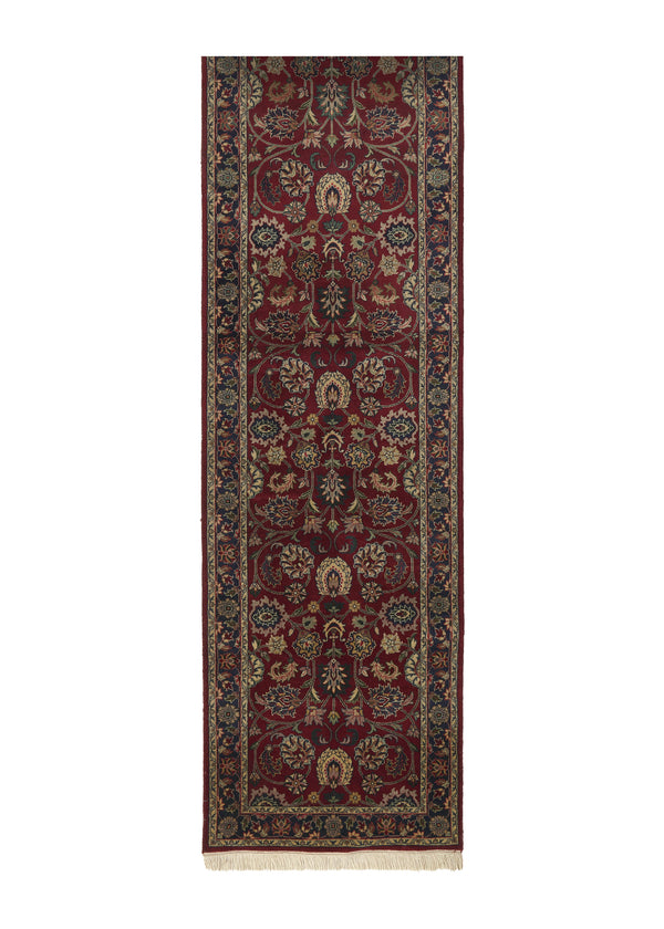 33713 Oriental Rug Indian Handmade Runner Traditional 2'6'' x 29'6'' -3x30- Red Blue Floral Design
