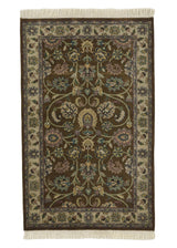 33723 Oriental Rug Indian Handmade Area Transitional 2'6'' x 4'0'' -3x4- Green Brown Yellow Gold Jaipur Design