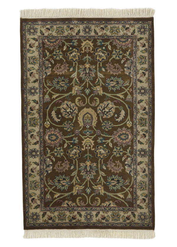 33723 Oriental Rug Indian Handmade Area Transitional 2'6'' x 4'0'' -3x4- Green Brown Yellow Gold Jaipur Design