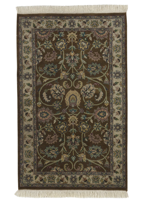 33724 Oriental Rug Indian Handmade Area Transitional 2'6'' x 4'1'' -3x4- Green Brown Jaipur Design