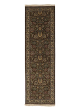 33725 Oriental Rug Indian Handmade Runner Traditional 2'6'' x 8'0'' -3x8- Brown Green Floral Design