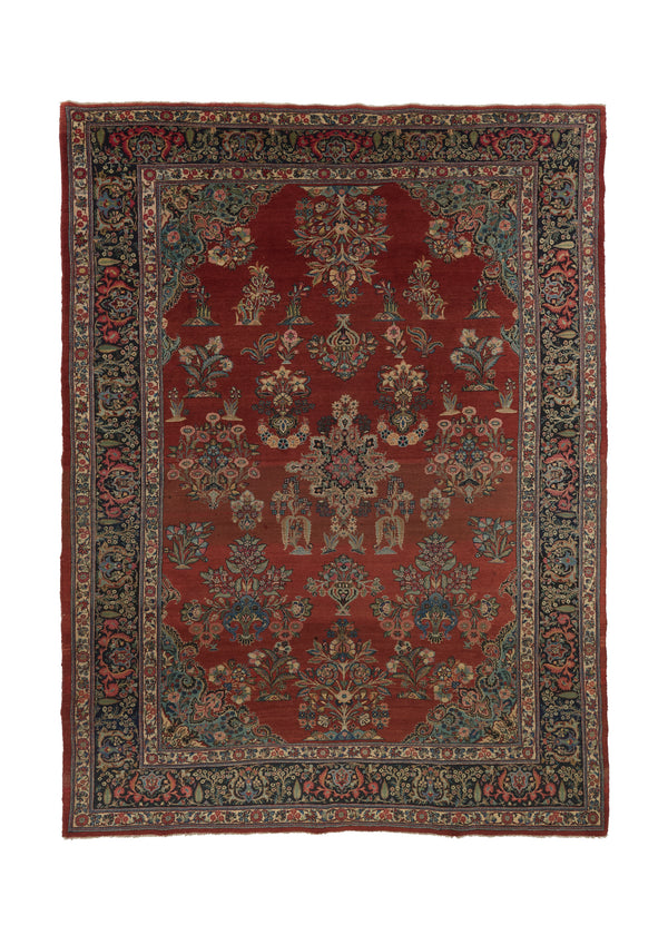 33734 Persian Rug Ghazvin Handmade Area Traditional 8'10'' x 12'0'' -9x12- Red Floral Vase Design