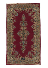 33740 Persian Rug Kerman Handmade Area Traditional 4'0'' x 7'0'' -4x7- Red Whites Beige Floral Open Field Design