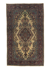 33759 Persian Rug Kerman Handmade Area Traditional 4'0'' x 6'8'' -4x7- Whites Beige Pink Open Field Floral Design