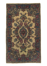 33761 Persian Rug Kerman Handmade Area Traditional 4'0'' x 6'9'' -4x7- Whites Beige Pink Open Field Floral Design