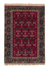 33777 Oriental Rug Turkish Handmade Area Tribal 6'5'' x 9'0'' -6x9- Red Geometric Design