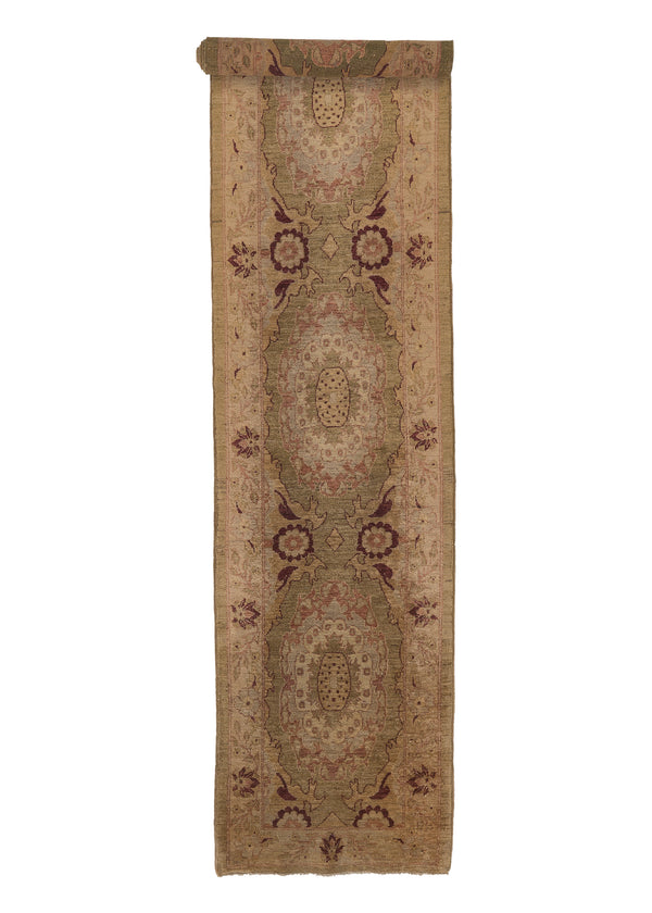 33846 Oriental Rug Pakistani Handmade Runner Transitional 2'9'' x 14'6'' -3x15- Brown Whites Beige Oushak Design