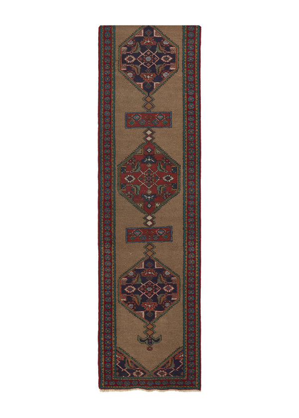 33865 Persian Rug Sarab Handmade Runner Tribal Vintage 2'6'' x 10'8'' -3x11- Whites Beige Red Open Field Herati Design