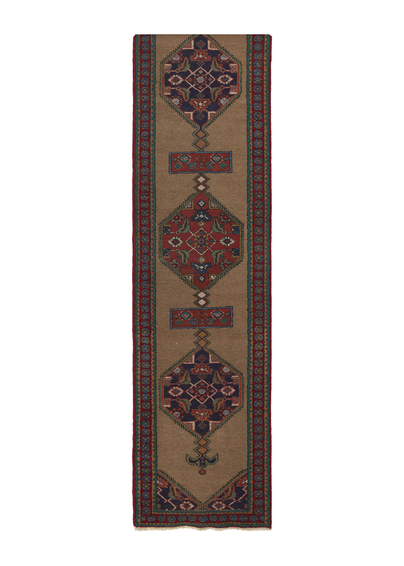 33865 Persian Rug Sarab Handmade Runner Tribal Vintage 2'6'' x 10'8'' -3x11- Whites Beige Red Open Field Herati Design