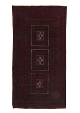 33872 Oriental Rug Afghan Handmade Area Tribal 3'5'' x 6'6'' -3x7- Red Black Bokhara Design