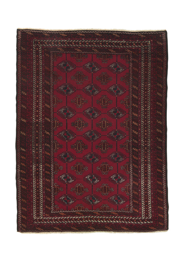 33876 Oriental Rug Afghan Handmade Area Tribal 4'0'' x 5'4'' -4x5- Red Bokhara Design