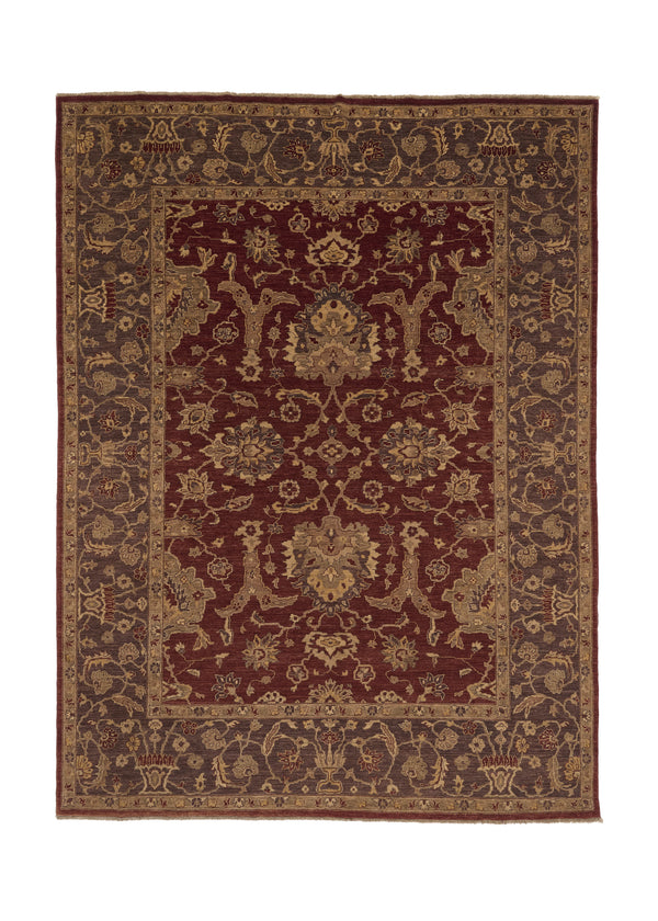 33879 Oriental Rug Pakistani Handmade Area Transitional 9'3'' x 12'0'' -9x12- Red Gray Oushak Design