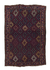 33889 Persian Rug Ghashghaei Handmade Area Antique Tribal 4'9'' x 7'2'' -5x7- Blue Red Geometric Design