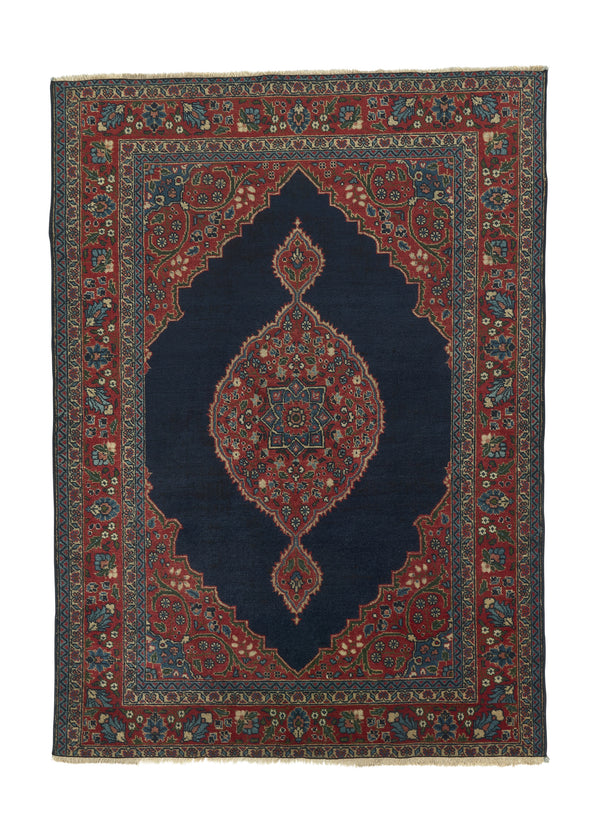 33898 Persian Rug Tabriz Handmade Area Antique Traditional 4'6'' x 6'4'' -5x6- Red Blue Open Field Design