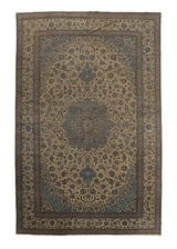 33920 Persian Rug Nain Handmade Area Traditional 13'8'' x 21'2'' -14x21- Whites Beige Blue Floral Design