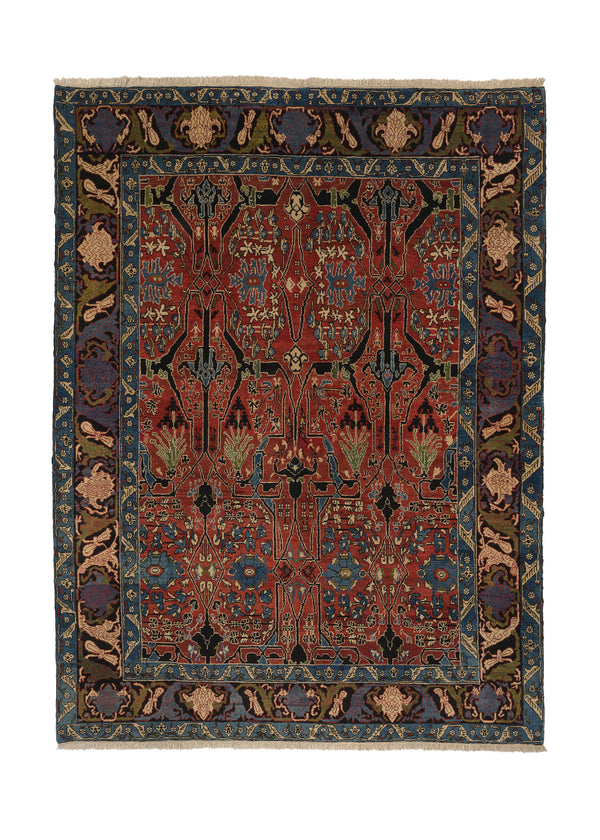 33975 Persian Rug Heriz Handmade Area Tribal Vintage 9'0'' x 12'0'' -9x12- Red Blue Geometric Design